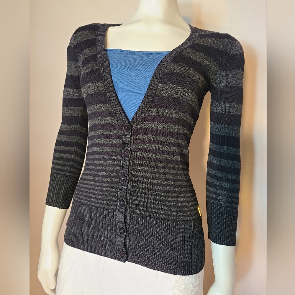 NWOT Baby Blue black/gray cardigan XS